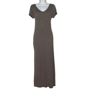 Olivia Rae Gray and Cream Striped Scoop-Neck Maxi Dress